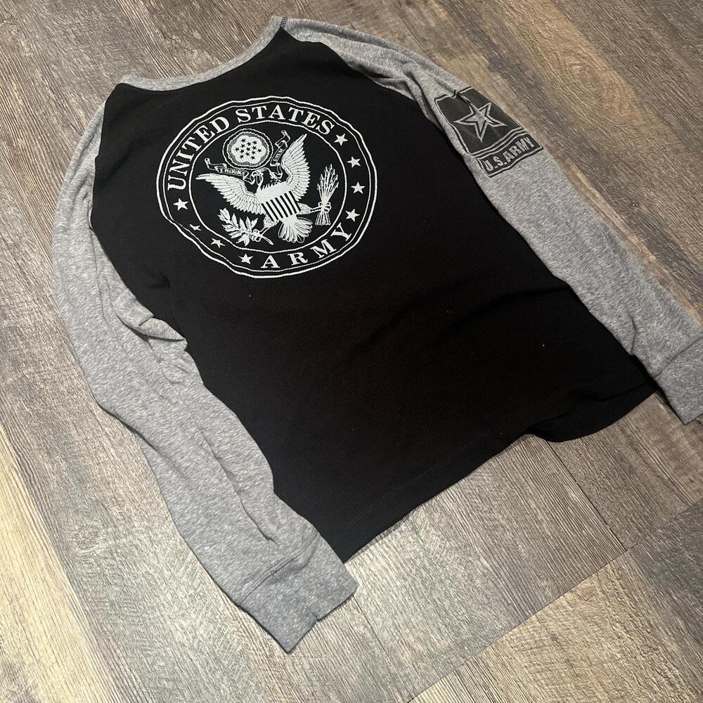 United States Army Military Graphic Thermal Longsleeve Shirt Black Gray size M